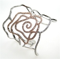 Silver Bangle (Rose Gold Plated) w/ White CZ (Rose)