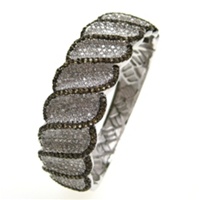 Silver Bangle w/ Brown & White CZ