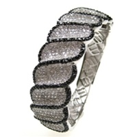 Silver Bangle w/ Black & White CZ