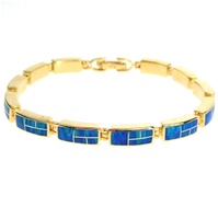 Silver Bracelet (Gold Plated) with Inlay Created Opal