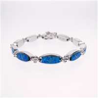 Silver Bracelet with Created Opal