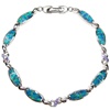 Silver Bracelet (Rhodium Plated) w/ Inlay Created Opal & Tanzanite CZ