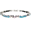 Silver Bracelet (Rhodium Plated) w/ Inlay Created Opal & Pink CZ