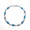 Sterling Silver Bracelet with Inlay Created Opal & Tanzanite CZ