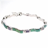 Sterling Silver Bracelet with Inlay Created Opal & Tanzanite CZ