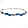 Sterling Silver Bracelet with Inlay Created Opal & Tanzanite CZ