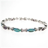 Silver Bracelet with Created Opal and Amethyst CZ
