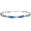 Silver Bracelet (Rhodium Plated) w/ Inlay Created Opal & Tanzanite CZ