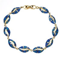 Silver Bracelet (Gold Plated) w/ Inlay Created Opal