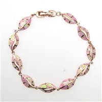 Silver Bracelet (Rose Gold Plated) with Inlay Created Opal