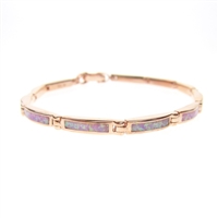 Silver Bracelet (Rose Gold Plated) with Inlay Created Opal