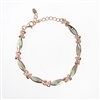 Silver Bracelet (Rose Gold Plated) with Inlay Created Opal & White CZ