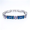 Silver Bracelet with Inlay Created Opal & Tanzanite CZ