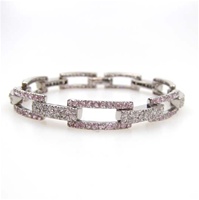 Silver Bracelet with White and Amethyst CZ