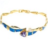 Silver Bracelet (Gold Plated) w/ Inlay Created Opal & Tanzanite CZ