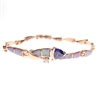 Silver Bracelet (Rose Gold Plated) with Inlay Created Opal, White and Tanzanite CZ