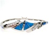 Silver Bracelet w/ Inlay Created Opal & White CZ