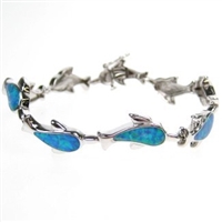 Silver Bracelet with Created Opal