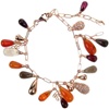 Silver Bracelet (Rose Gold Plated) w/ White CZ, Amber, Agate & Carnelian (Tear Drop Cut)