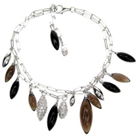 Silver Bracelet (Rhodium Plated) w/ White CZ & Multi Color Semi-Presious Stone