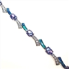 Silver Bracelet with Inlay Created Opal, White & Tanzanite CZ