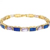 Silver Bracelet (Gold Plated) w/ Inlay Created Opal & Tanzanite CZ