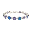 Silver Bracelet with Inlay Created Opal & Tanzanite CZ