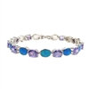 Silver Bracelet with Inlay Created Opal & Tanzanite CZ