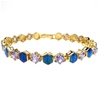 Silver Bracelet (Gold Plated) w/ Inlay Created Opal & Tanzanite CZ