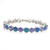 Silver Bracelet with Inlay Created Opal & Tanzanite CZ