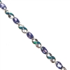 Silver Bracelet with Inlay Created Opal & Tanzanite CZ