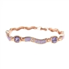 Silver Bracelet (Rose Gold Plated) with Inlay Created Opal, White and Tanzanite CZ