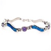 Silver Bracelet W/ Inlay Created Opal, White & Tanzanite CZ