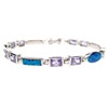 Sterling Silver Bracelet with Inlay Created Opal & Tanzanite CZ