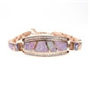Silver Bracelet (Rose Gold Plated) with Inlay Created Opal, White and Tanzanite CZ