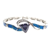 Silver Bracelet with Inlay Created Opal & Tanzanite CZ