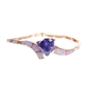 Silver Bracelet (Rose Gold Plated) with Inlay Created Opal and Tanzanite CZ