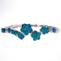 Silver Bracelet w/ Inlay Created Opal