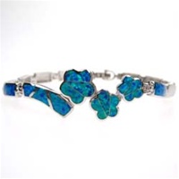 Silver Bracelet w/ Inlay Created Opal