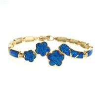 Silver Bracelet (Gold Plated) with Inlay Created Opal