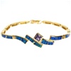 Silver Bracelet (Gold Plated) w/ Inlay Created Opal & Tanzanite CZ