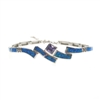 Silver Bracelet with Inlay Created Opal & Tanzanite CZ