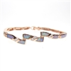 Silver Bracelet (Rose Gold Plated) with Inlay Created Opal & White CZ