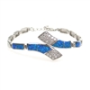 Sterling Silver Bracelet with Inlay Created Opal & White CZ