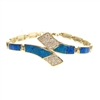 Silver Bracelet (Gold Plated) with Inlay Created Opal & White CZ