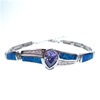 Silver Bracelet with Inlay Created Opal & Tanzanite CZ