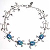 Silver Bracelet(Rhodium Plated) w/ Inlay Created Opal