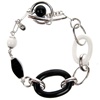 Silver Bracelet (Rhodium Plated) w/ Inlay Created Black & White Crystal