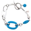 Silver Bracelet (Rhodium Plated) w/ Inlay Created Turquoise & White Crystal