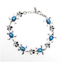 Sterling Silver Bracelet with Inlay Created Opal